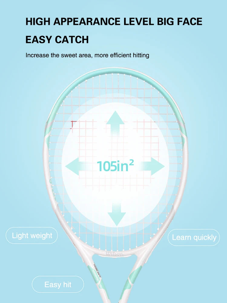 Raquette de Tennis Wilson Carbon Adulte Débutant Pro + Élastique