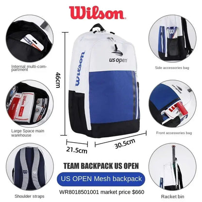 Wilson US Open Team Sac à dos pour raquette de tennis, sac de sport pour 2 à 3 raquettes